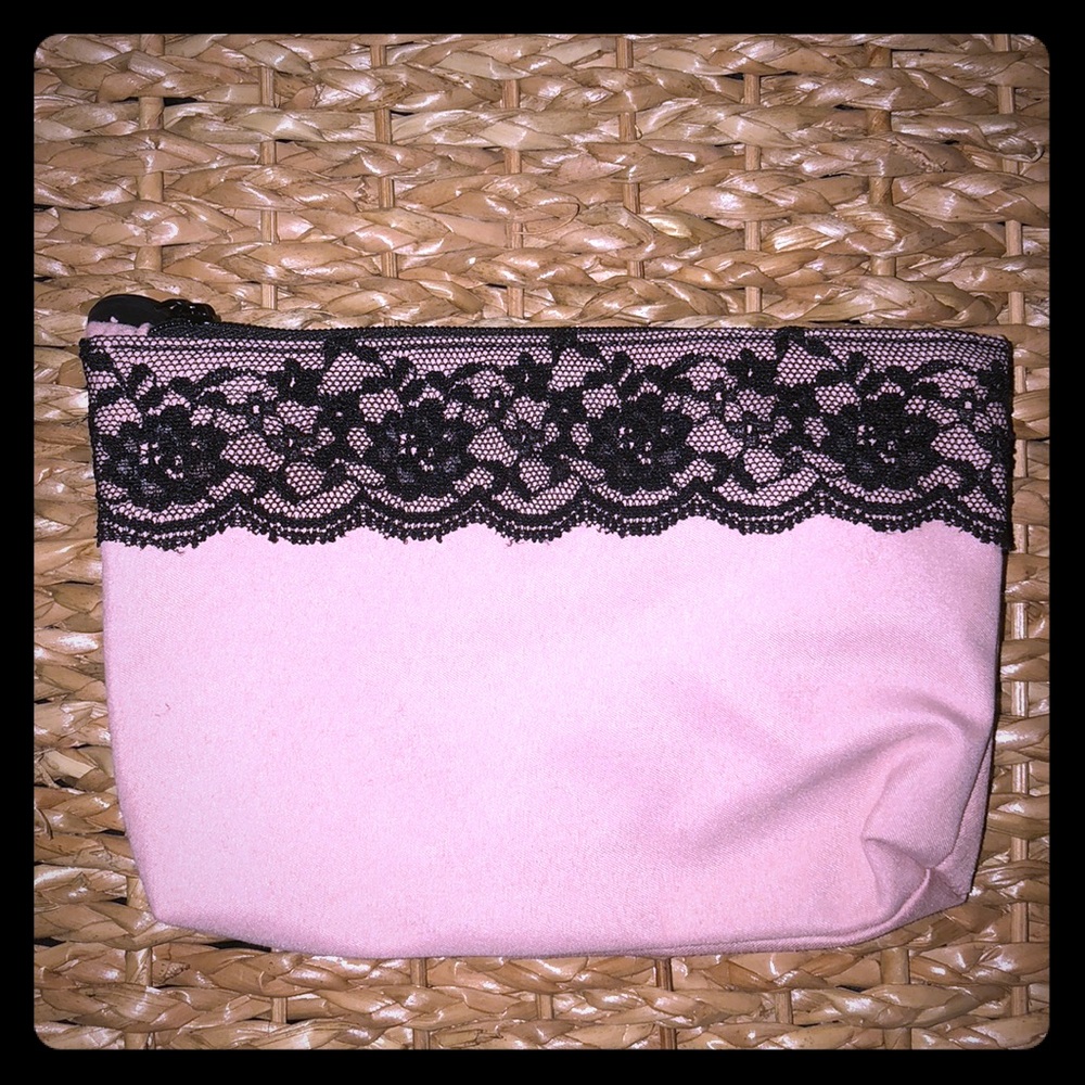 pink and black lace IPSY makeup bag